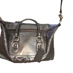 Coach silver Metallic leather Doctors bag with removable shoulder strap